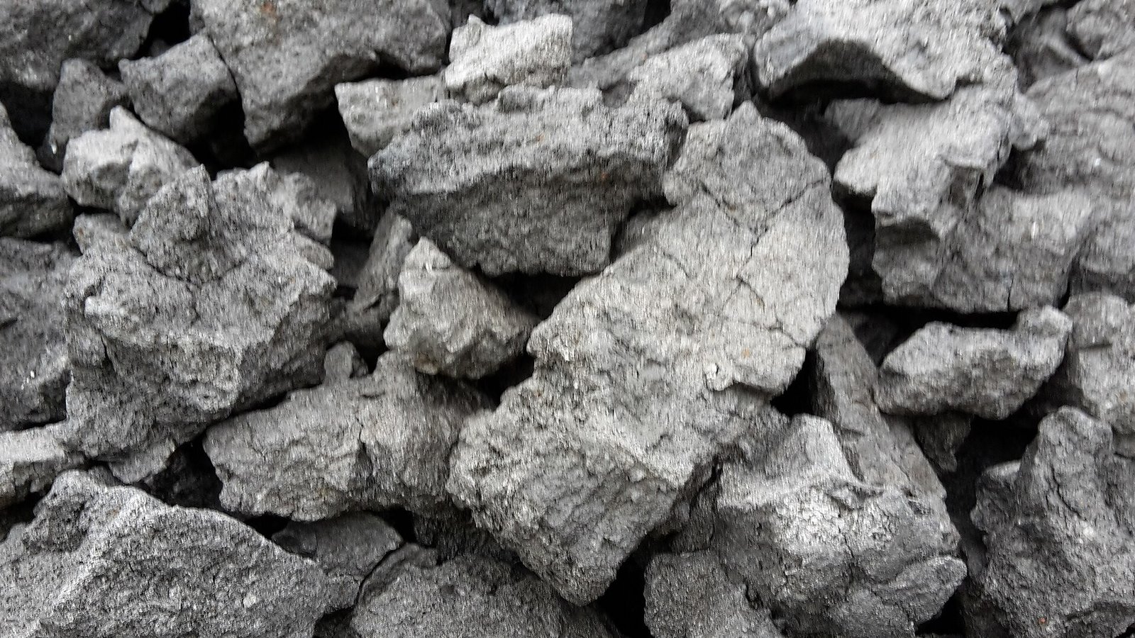 Grey lumps of metallurgical coke